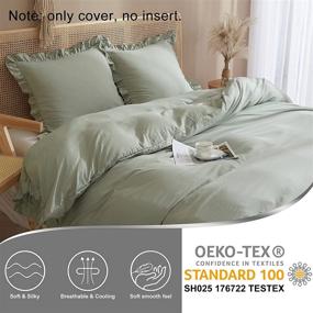 img 3 attached to 🌿 HYPREST Sage Green Queen Size Duvet Cover Set - Ruffled Farmhouse Aesthetic Bedding, Zipper Closure, Corner Ties, Ultra Soft & Cooling - Includes 1 Duvet Cover and 2 Pillow Shams
