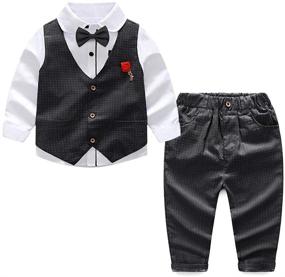 img 4 attached to 👔 Stylish Christmas Sleeve Shirts Outfits for Boys' Clothing: Tuxedos Collection