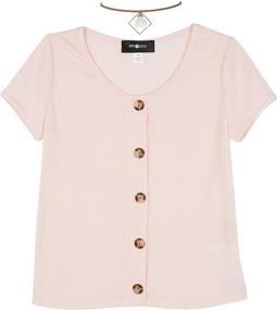 img 2 attached to 👕 Stylish Amy Byer Sleeve Button X Large Girls' Clothing: Tops, Tees & Blouses Top-Pick