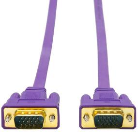 img 3 attached to DTECH 50ft Thin VGA Cable - High-Quality Male to Male 15 Pin SVGA Computer Monitor Cord Flat Slim Adapter with Screws, 50 Feet Length in Purple