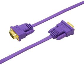 img 2 attached to DTECH 50ft Thin VGA Cable - High-Quality Male to Male 15 Pin SVGA Computer Monitor Cord Flat Slim Adapter with Screws, 50 Feet Length in Purple