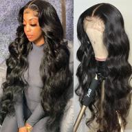 👩 30 inch brazilian body wave lace front human hair wig for black women - 13x4 lace frontal, pre plucked with baby hair, unprocessed virgin remy hair, bleached knots, natural hairline logo