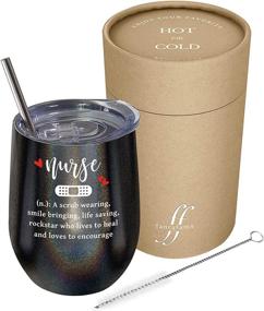 img 2 attached to 🍷 Nurse Definition Wine Tumbler - Stylish Gifts for Women in Nursing - 12 oz Stainless Steel with Lid and Straw - Ideal Gifts for Female Nurses (Black2)