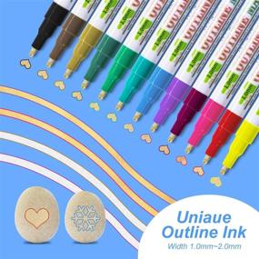 img 3 attached to 24 Colors Self-Outline Metallic Markers - Double Line Outline Pens for Drawing, Greeting Card, Gift Card Writing, Poster, Diary, DIY, Craft Projects - Double Gold Line + Double Silver Line