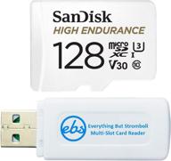 sandisk 128gb high endurance video card for dash cams - compatible with garmin mini, 56, 66w - bundle with everything but stromboli sd & micro sd card reader logo