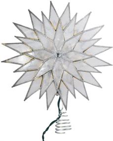 img 2 attached to 🌟 Shining Bright: Kurt Adler 9-Inch Sunburst Capiz Lighted Treetop with Stunning Silver Glittered Finish