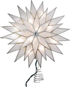 img 3 attached to 🌟 Shining Bright: Kurt Adler 9-Inch Sunburst Capiz Lighted Treetop with Stunning Silver Glittered Finish