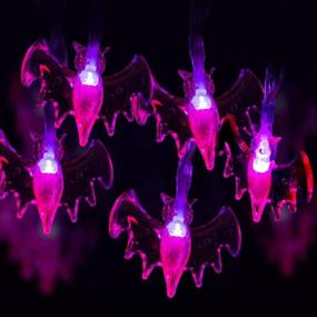 img 4 attached to 🎃 GIGALUMI Halloween String Lights - 15ft, 40 Purple Bats Lights - Halloween Decoration Lights with 8 Modes - Battery Powered