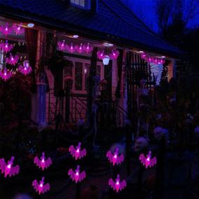 img 1 attached to 🎃 GIGALUMI Halloween String Lights - 15ft, 40 Purple Bats Lights - Halloween Decoration Lights with 8 Modes - Battery Powered