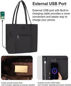 img 3 attached to Stylish Laptop Tote Bag for Women: Spacious, USB Charging, 👜 Fits 15.6 Inch Laptop - Ideal for Work, Travel, and Teaching