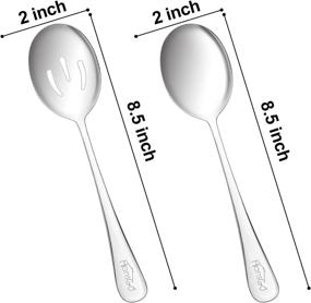 img 3 attached to HANSGO Large Buffet Spoons: Set of 6 Stainless Steel Serving Utensils - Slotted & Solid Spoons, 8.5 inches, Dishwasher Safe