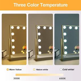 img 3 attached to 🪞 Dimmable LED Vanity Mirror with Lights - Tabletop Makeup Mirror, 3 Color Modes, 10X Magnification, Touch Control (Yellow Gold, 18 x 14.4)