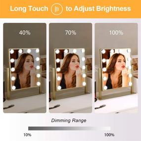 img 2 attached to 🪞 Dimmable LED Vanity Mirror with Lights - Tabletop Makeup Mirror, 3 Color Modes, 10X Magnification, Touch Control (Yellow Gold, 18 x 14.4)