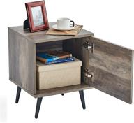 🌙 stylish grey nightstand with ample storage, linsy home small side table with door for bedroom or living room logo