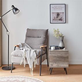 img 1 attached to 🌙 Stylish Grey Nightstand with Ample Storage, LINSY HOME Small Side Table with Door for Bedroom or Living Room