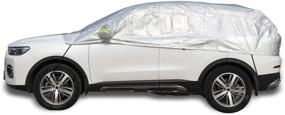 img 1 attached to 🌨️ Windshield Snow Cover - Half Car Cover for Top Ice Frost Protection | Waterproof, Windproof & Dustproof | Frost Protector with Hook and Strap | Suitable for Most Cars & SUVs | Winter/Summer Sun Heat Shield