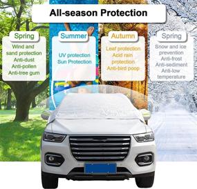 img 3 attached to 🌨️ Windshield Snow Cover - Half Car Cover for Top Ice Frost Protection | Waterproof, Windproof & Dustproof | Frost Protector with Hook and Strap | Suitable for Most Cars & SUVs | Winter/Summer Sun Heat Shield