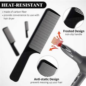 img 2 attached to 🔪 Professional Hair Cutting Comb Set with Fine Teeth - Carbon Hairdressing Combs for Men and Women - Anti Static & Heat Resistant - Tapered Hair Styling Comb Kit