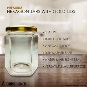 img 2 attached to 🔶 Gold Lid Hexagon Jars (15pcs, 6.0 oz) - Hexagon Glass Jars with Gold Plastisol Lined Lids for Jam, Honey, Jelly, Wedding Favors, Baby Shower Favors, Baby Food, DIY Magnetic Spice Jars, Crafts, Canning Jars