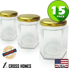 img 3 attached to 🔶 Gold Lid Hexagon Jars (15pcs, 6.0 oz) - Hexagon Glass Jars with Gold Plastisol Lined Lids for Jam, Honey, Jelly, Wedding Favors, Baby Shower Favors, Baby Food, DIY Magnetic Spice Jars, Crafts, Canning Jars