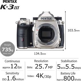 img 3 attached to Pentax K-3 Mark III Flagship APS-C Silver Camera Body - 12fps, Touch Screen LCD, Weatherproof Magnesium Alloy Construction with Integrated 5-Axis Image Stabilization. Enhanced 1.05x Optical Viewfinder covering 100% Field of View