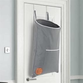img 4 attached to 🏀 Hanging Laundry Hamper- Fun Basketball-Themed Over The Door Hamper for Kids Room - Large Waterproof Over The Door Laundry Basketball Hamper Perfect For Every Room - Space Saving Hanging Hamper with Sock Pocket For Clothes, Toys &amp; More (Gray)