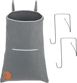 img 2 attached to 🏀 Hanging Laundry Hamper- Fun Basketball-Themed Over The Door Hamper for Kids Room - Large Waterproof Over The Door Laundry Basketball Hamper Perfect For Every Room - Space Saving Hanging Hamper with Sock Pocket For Clothes, Toys &amp; More (Gray)