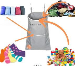 img 1 attached to 🏀 Hanging Laundry Hamper- Fun Basketball-Themed Over The Door Hamper for Kids Room - Large Waterproof Over The Door Laundry Basketball Hamper Perfect For Every Room - Space Saving Hanging Hamper with Sock Pocket For Clothes, Toys &amp; More (Gray)