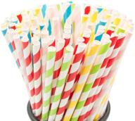 🌈 environmentally friendly: 100pcs biodegradable rainbow paper straws - perfect for beverages, parties, and diy crafts logo