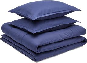 img 3 attached to 🛏️ Ultra-Soft Navy Blue Comforter Set by Amazon Basics - Full/Queen Size, Microfiber Material