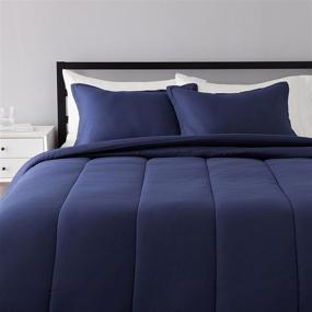 img 4 attached to 🛏️ Ultra-Soft Navy Blue Comforter Set by Amazon Basics - Full/Queen Size, Microfiber Material