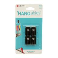 🔩 velcro brand hangables removable wall hooks - easy-to-remove, damage-free, non-permanent hooks for lightweight items - micro, holds 1/2 lb, black, 4-pack logo