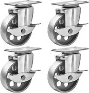 4 all steel swivel plate caster wheels w brake lock - heavy duty high-gauge steel gray (3" with brake) логотип