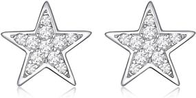 img 4 attached to ⭐ TRENSYGO CZ 925 Sterling Silver Star Moon Cross Triangle Heart Lightning Bolt Stud Earrings - Hypoallergenic Jewelry Gifts for Women and Girls