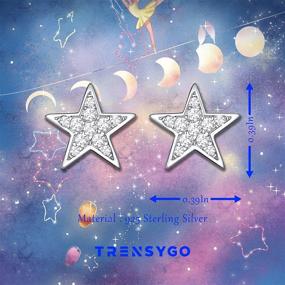 img 3 attached to ⭐ TRENSYGO CZ 925 Sterling Silver Star Moon Cross Triangle Heart Lightning Bolt Stud Earrings - Hypoallergenic Jewelry Gifts for Women and Girls