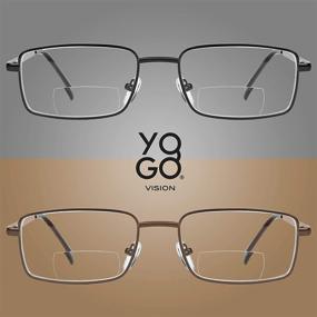 img 3 attached to 👓 Premium Bifocal Reading Glasses 2 Pack: Metal Full Rim Rectangle Frames for Men and Women