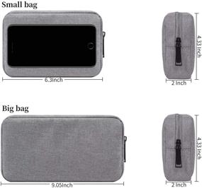 img 3 attached to Small and Big Grey Electronics Accessories Organizer Bag - Portable Digital Storage Bag for Cable, Power Bank, Charger, Charging Cords, Mouse, Adapter, Earphones, and More - Perfect for Outgoing, Business, and Travel Gadgets