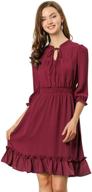 👗 women's smocked short chiffon dress with ruffle hem and 3/4 sleeves - allegra k logo