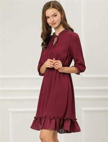 img 1 attached to 👗 Women's Smocked Short Chiffon Dress with Ruffle Hem and 3/4 Sleeves - Allegra K