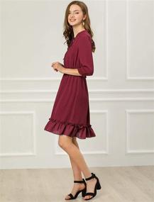 img 2 attached to 👗 Women's Smocked Short Chiffon Dress with Ruffle Hem and 3/4 Sleeves - Allegra K