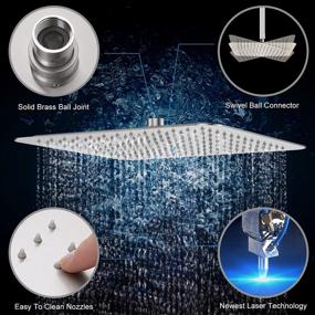 img 3 attached to SR SUN RISE 12 Inch Rain Shower Head Brushed Nickel - High Pressure Rainfall Showerhead Ultra Thin Water Saving in 304 Stainless Steel