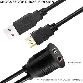 img 1 attached to VIMVIP 2 метра 6 футовая длина USB и HDMI панельная панель монтаж подпольной монтаж 🔌 для автомобиля, лодки и мотоцикла с USB-портом и HDMI-портом на панели приборов - легко улучшайте подключение!