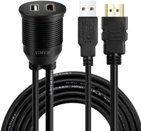 img 4 attached to VIMVIP 2 метра 6 футовая длина USB и HDMI панельная панель монтаж подпольной монтаж 🔌 для автомобиля, лодки и мотоцикла с USB-портом и HDMI-портом на панели приборов - легко улучшайте подключение!