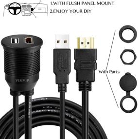 img 2 attached to VIMVIP 2 метра 6 футовая длина USB и HDMI панельная панель монтаж подпольной монтаж 🔌 для автомобиля, лодки и мотоцикла с USB-портом и HDMI-портом на панели приборов - легко улучшайте подключение!