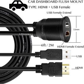 img 3 attached to VIMVIP 2 метра 6 футовая длина USB и HDMI панельная панель монтаж подпольной монтаж 🔌 для автомобиля, лодки и мотоцикла с USB-портом и HDMI-портом на панели приборов - легко улучшайте подключение!