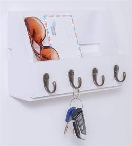 img 3 attached to 🔑 Flintar White Rustic Key and Mail Holder 4 Hooks - Solid Wood Organizer for Entryway, Mudroom, and Home Décor
