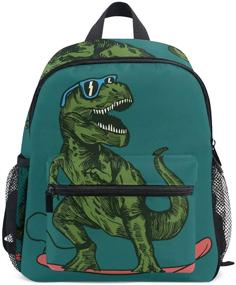 img 4 attached to 🦕 Dinosaur Skateboard Toddler Girls Backpacks - Perfect Kids' Backpacks for Adventure!