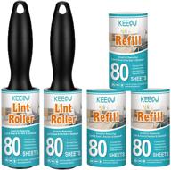 keeou lint rollers for pet hair - 400 sheet extra sticky lint remover with 🐾 rollers & refills for dog & cat hair removal, clothes, furniture, car - ultimate value set logo