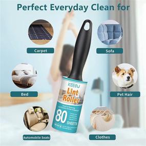 img 3 attached to KEEOU Lint Rollers for Pet Hair - 400 Sheet Extra Sticky Lint Remover with 🐾 Rollers & Refills for Dog & Cat Hair Removal, Clothes, Furniture, Car - Ultimate Value Set