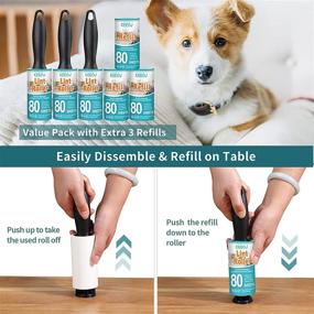 img 1 attached to KEEOU Lint Rollers for Pet Hair - 400 Sheet Extra Sticky Lint Remover with 🐾 Rollers & Refills for Dog & Cat Hair Removal, Clothes, Furniture, Car - Ultimate Value Set